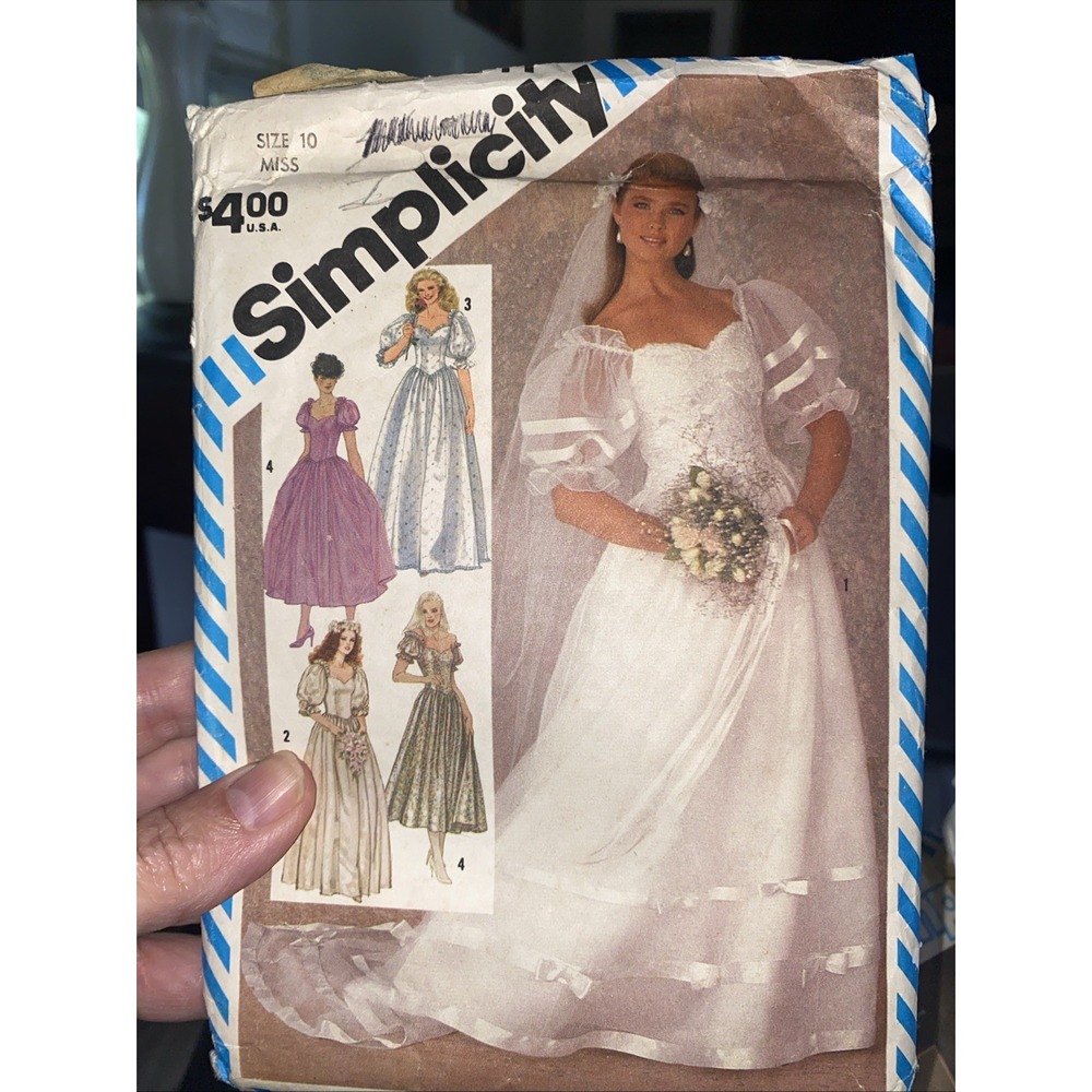 Vtg Simplicity 6241 Size 10 Misses Brides Bridesmaids Dress Sewing Pattern Cut